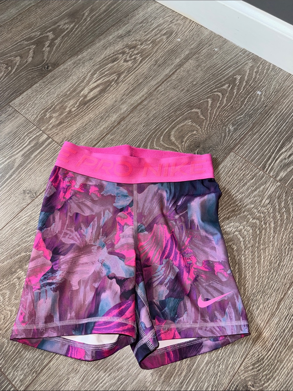 NikePro Pink Multicolor Floral Workout Shorts